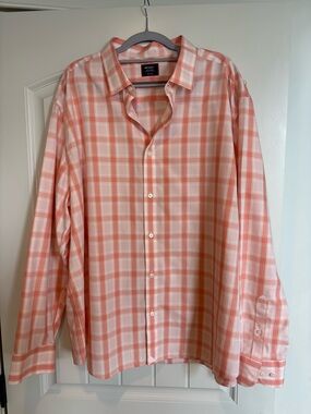 UNTUCKit Men's Peach Plaid Button-Down Shirt